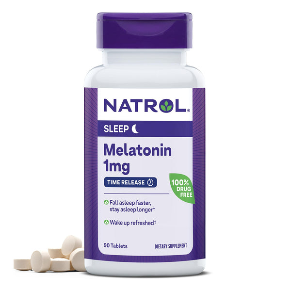 Natrol Melatonin 1 mg, Dietary Supplement for Restful Sleep, Time Release Sleep Tablets for Adults, 90 Melatonin Tablets, 90 Day Supply