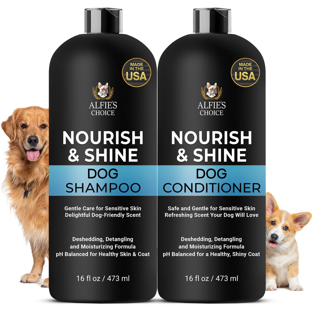 Dog Shampoo and Conditioner Set for Itchy Skin, Allergies & Odor – 2-in-1 Calming Formula with Lavender, Rosemary & Biotin – Moisturizing & Detangling – Safe for Puppies & All Breeds – 16 oz x 2