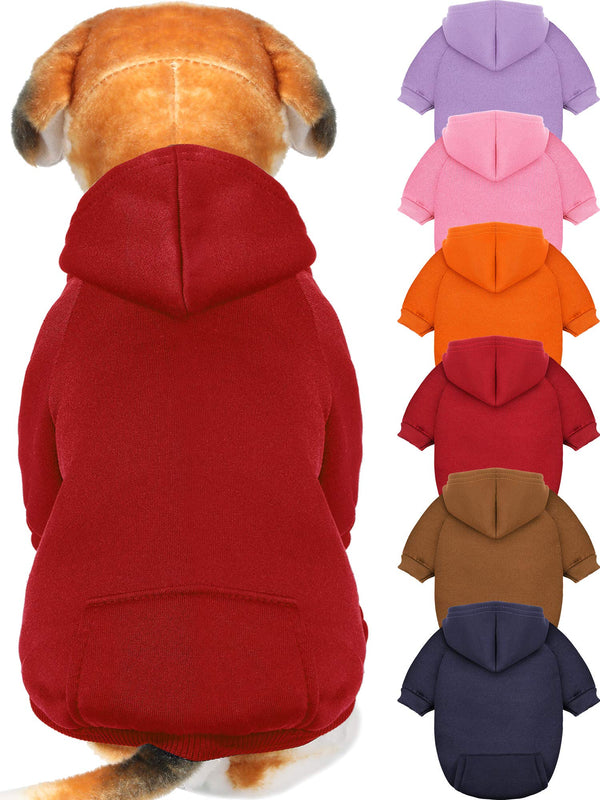 6 Pieces Dog Hoodie Dog Clothes Sweaters with Hat, Pet Winter Clothes Warm Hoodies Coat Sweater for Small Dogs Chihuahua (M)