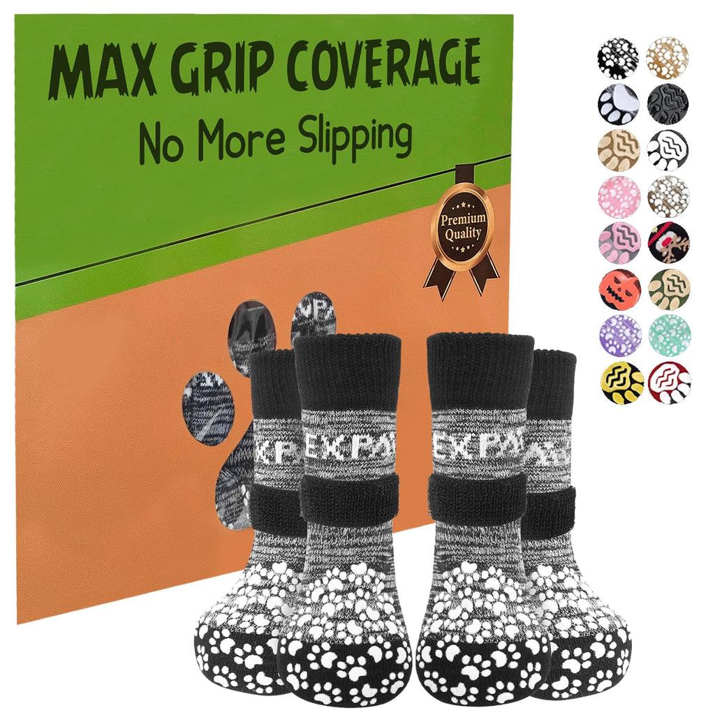 EXPAWLORER 6Pcs Anti-Slip Dog Socks to Prevent Licking Paws,Dog Shoes for Hot/Cold Pavement,Best Paw Protector Traction Control on Hardwood Floor,Dog Booties for Puppy Small Medium Large Senior Dogs