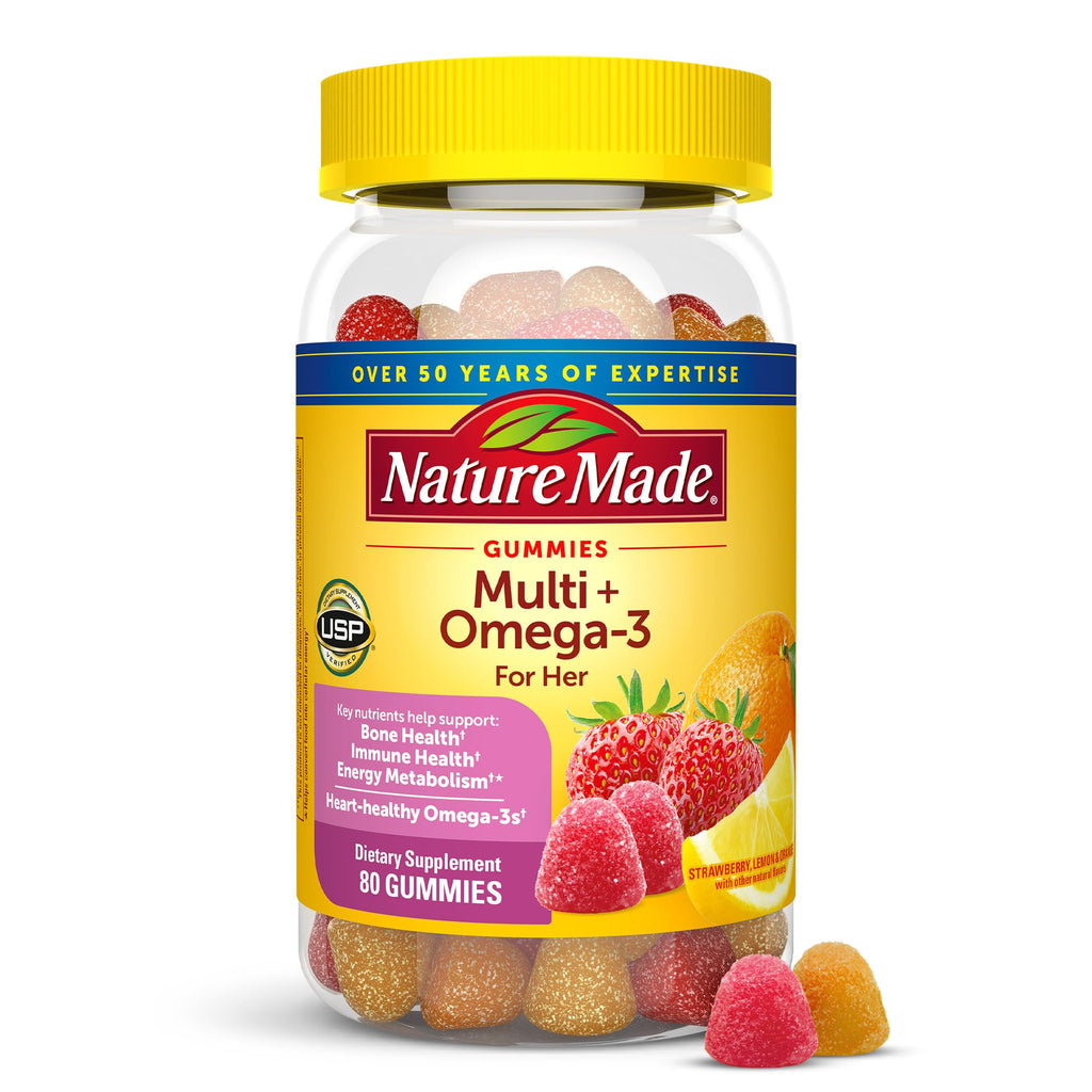 Nature Made Womens Multivitamin with Omega-3, Multivitamin for Women for Daily Nutritional Support, 80 Gummies, 40 Day Supply