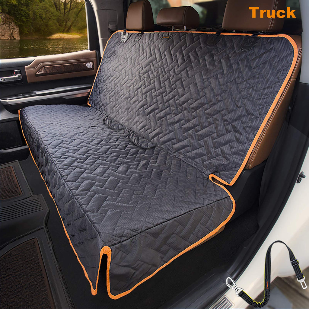 iBuddy Back Seat Cover for Truck, Easy-Install Dog Bench Seat Cover for Trucks Ford F150 F250/Chevrolet Silverado/Ram/GMC Sierra Keep Car Seats Clean & No Scratches Odor Free Pet Seat Cover for Trucks