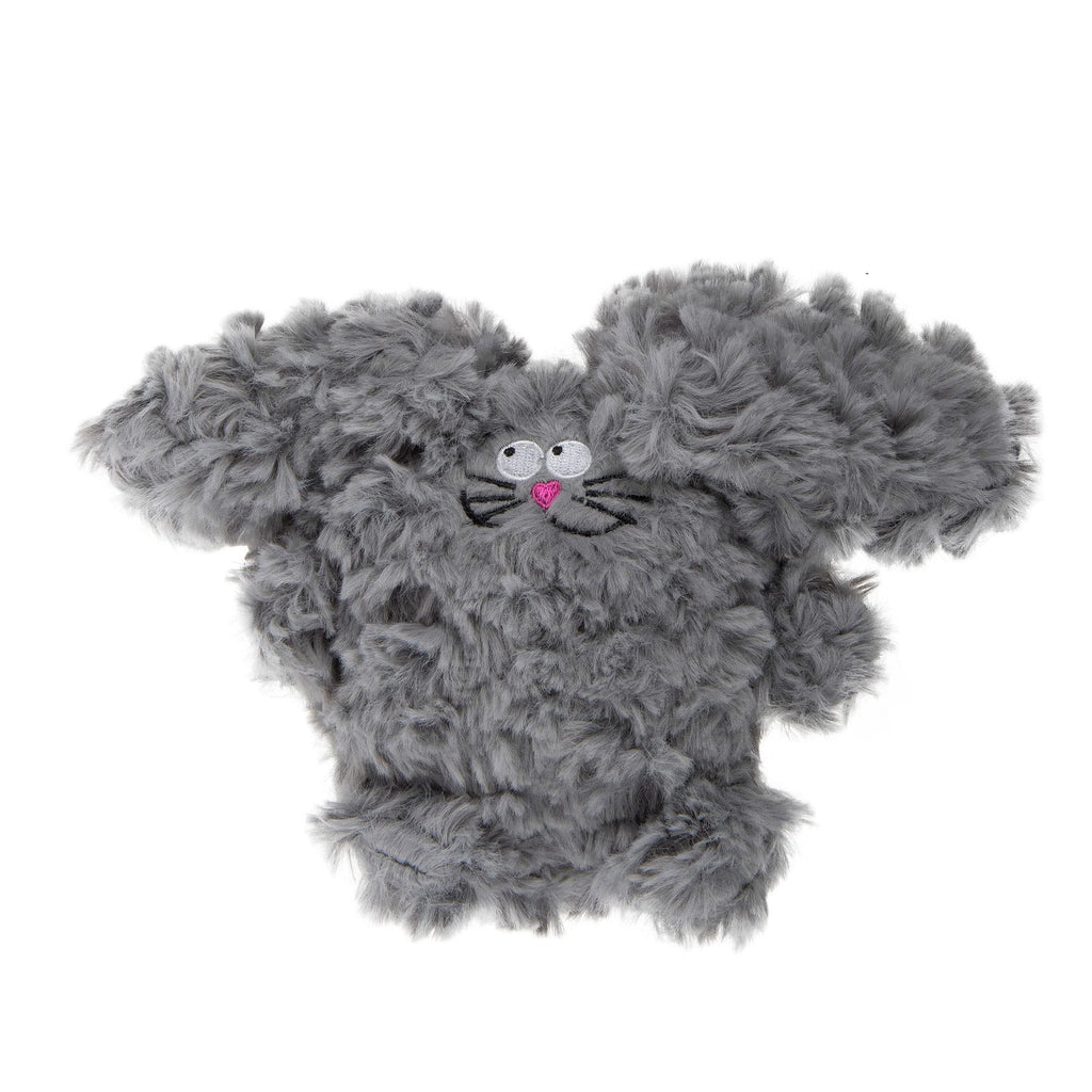 goDog PlayClean Rabbit Squeaky Plush Dog Toy with Odor-Eliminating Essential Oils, Chew Guard Technology - Gray, Small