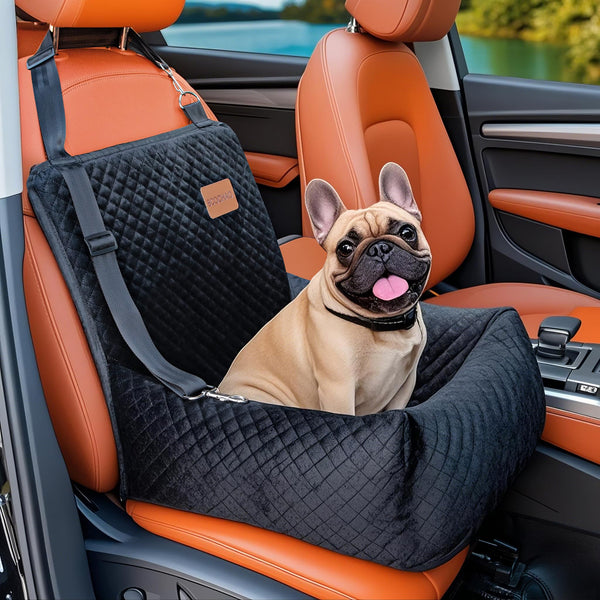 BCOCHAO Dog Car Seat Pet Booster Seat Pet Travel Safety Car Seat,The Dog seat Made is Safe and Comfortable, and can be Disassembled for Easy Cleaning (Solid Black)