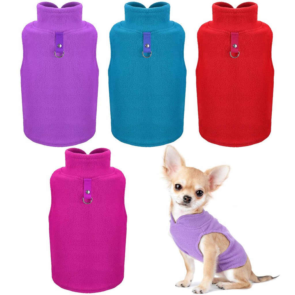 SATINIOR 4 Pieces Dog Polyester Warmer Vest Sweater Warm Pullover Jacket with D-Ring Leash Cold Weather Coat Hoodie for Small and Medium Dogs(M,Purple, Blue, Rose, Red)