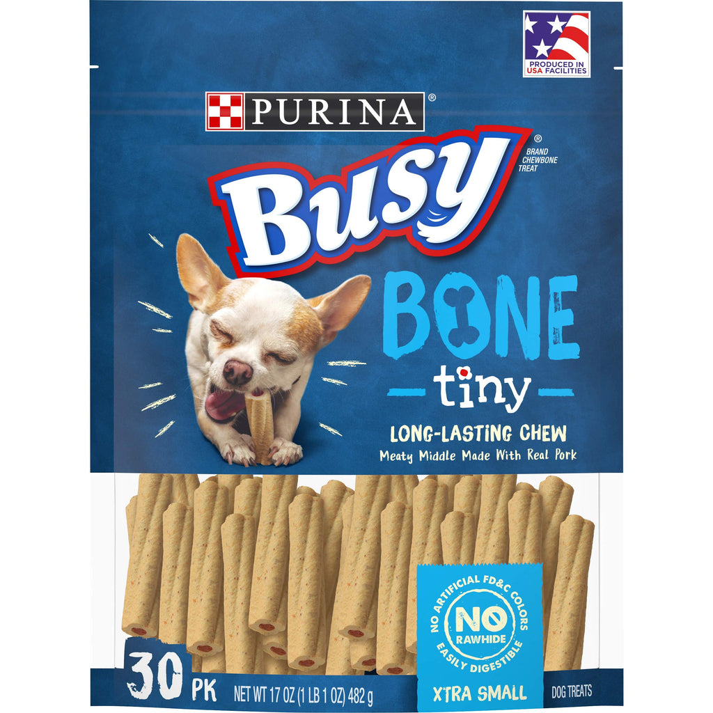 PURINA Busy Made in USA Facilities Toy Breed Dog Bones, Tiny - 30 ct. Pouch