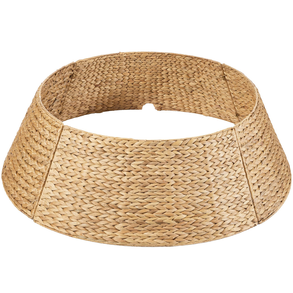 Best Choice Products 42in Christmas Tree Collar, Woven Hyacinth 4-Piece Holiday Rattan Tree Skirt Accessory for Home w/Cord Cut-Out - Natural