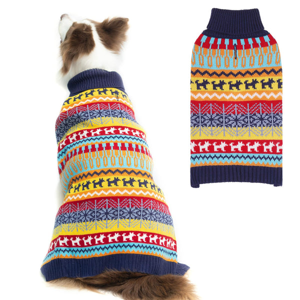 Mihachi Dog Sweater - Winter Coat Apparel Clothes with Colorful Stripes for Cold Weather