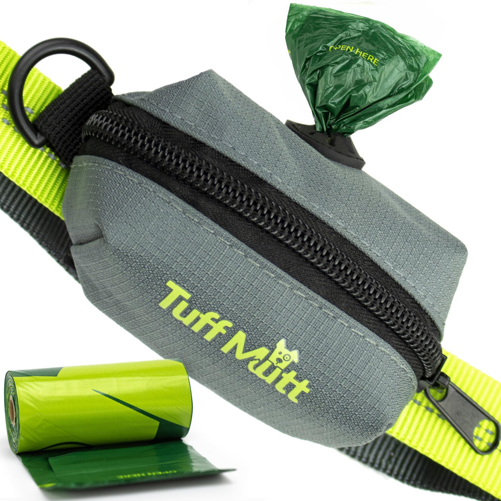 Tuff Mutt Dog Poop Bag Holder for Leash, Lightweight Dispenser for Pet Waste Bags, Easy Cleanup Accessory for All Leashes, Includes Bags
