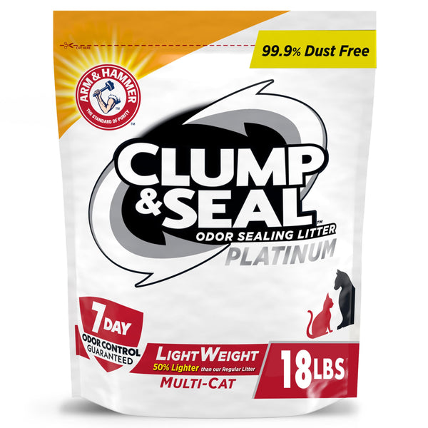 ARM & HAMMER Clump & Seal Odor Sealing Lightweight Multi-Cat Scented Clumping Cat Litter with 7 Days of Odor Control, 18 lbs. Bag