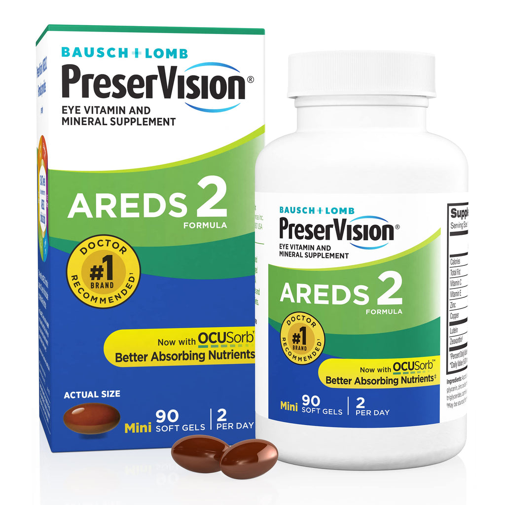 PreserVision AREDS 2 Eye Vitamin & Mineral Supplement, Contains Lutein, Vitamin C, Zeaxanthin, Zinc & Vitamin E, 90 Softgels (Packaging May Vary)