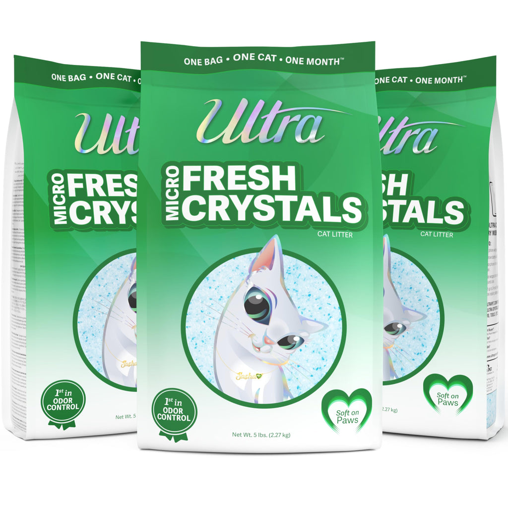 Ultra Fresh Scented Micro Crystals Premium Cat Litter - 99.9% Dust Free, Soft on Paws - 15 Lbs. Total (3pk of 5 Lbs.)