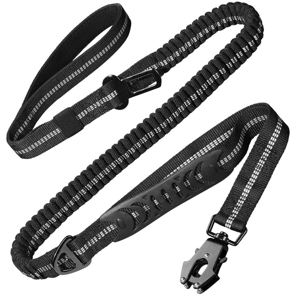 Heavy Duty Dog Leash, 4-6FT Shock Absorbing Dog Leashes with Traffic Handle and Comfortable Padded Handles, Advanced Easy Metal Clip, No Pull Reflective Leash for Medium Large Dogs That Pull (Black)
