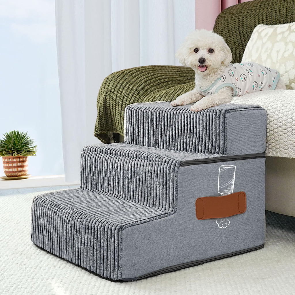 Supet Dog Stairs for Small Medium Dogs to Get on Bed, Dog Steps for High Bed Couch Car, Pet Stairs Steps for Cats Doggy Puppy
