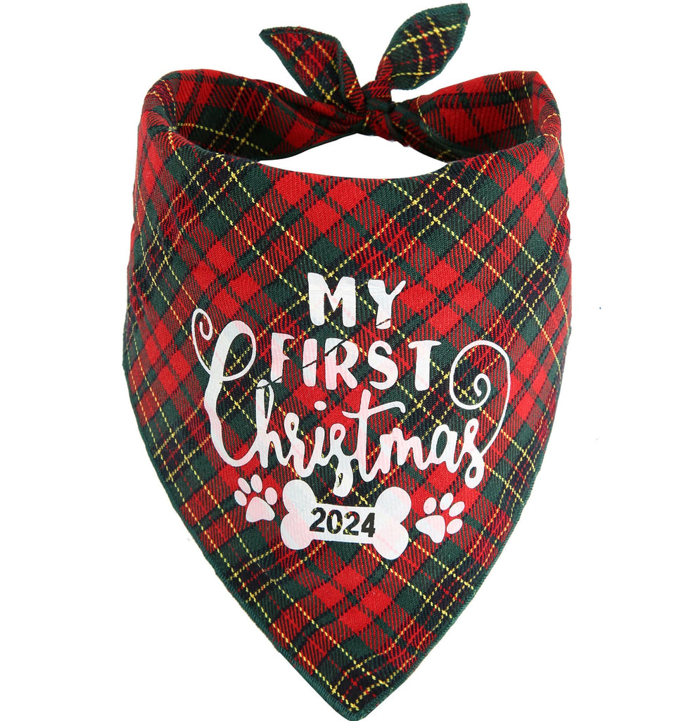 My First Christmas Dog Bandana for Puppy Small Medium Large Dogs Cat Pet