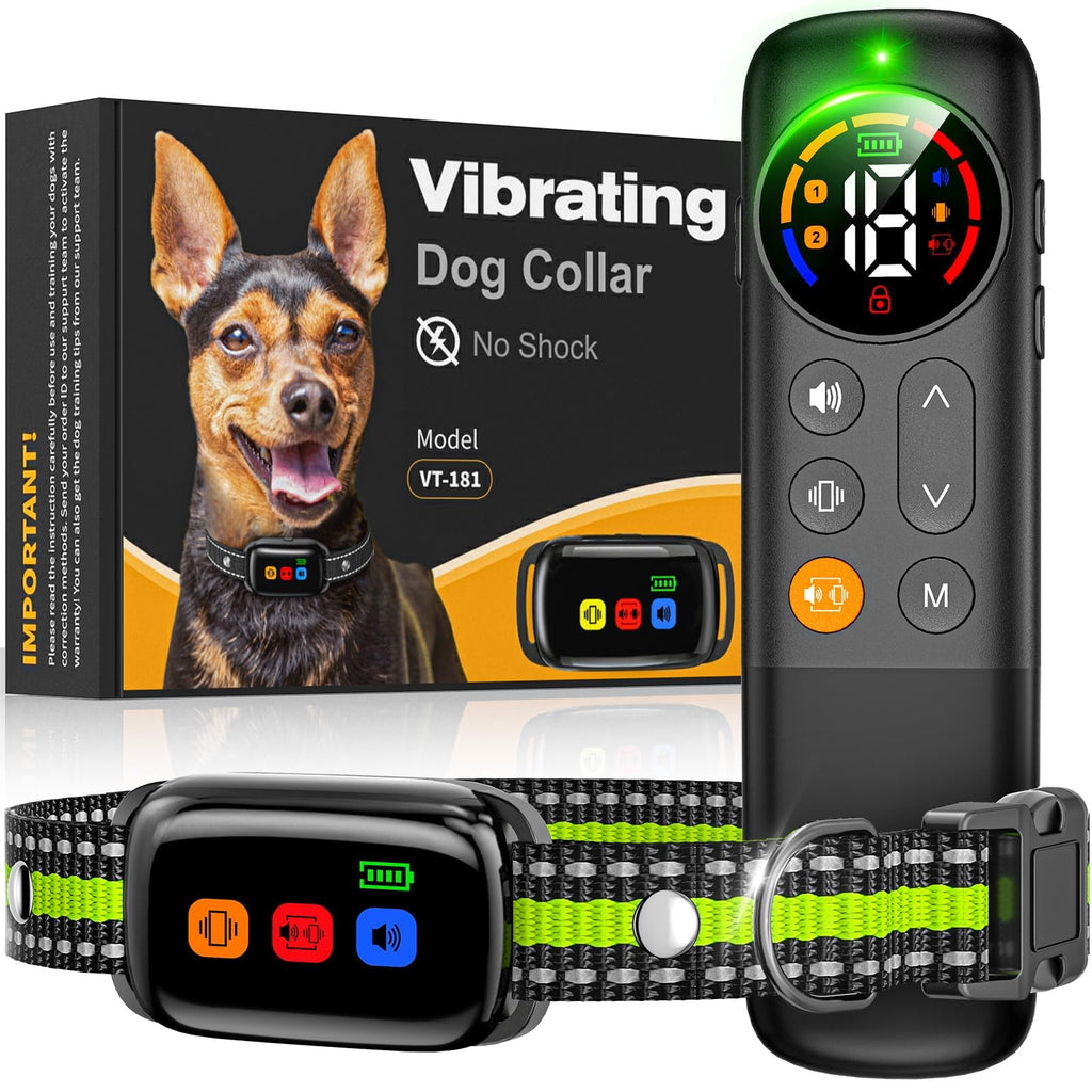 No Shock Dog Training Collar Vibrating Dog Collar with Remote 2000ft, Beep and Vibration Collar for Dogs 10-120lbs, Waterproof | Safe Lock | Painless&Humane to Stop Bad Behaviors