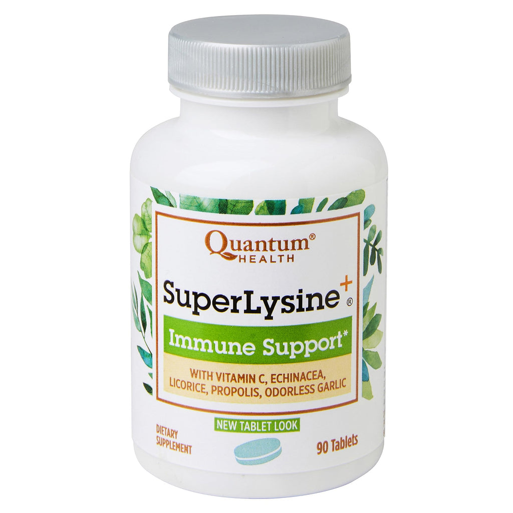 Quantum Health Super Lysine+ / Advanced Formula Lysine+ Immune Support with Vitamin C, Echinacea, Licorice, Propolis, Odorless Garlic (90 Tablets)
