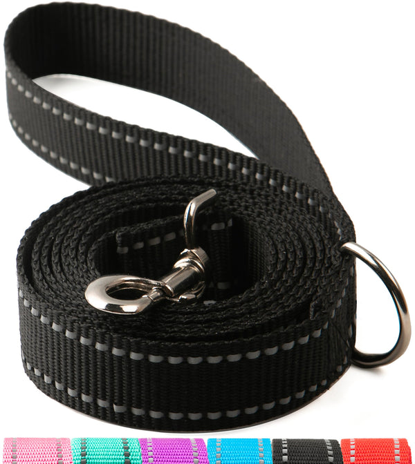 SUNNQ 6FT Reflective Dog Leash for Large&Medium and Small Dogs,Nylon Leashes for Walking and Training,6 Foot Leash with D Ring, 6 FT (1 inch X 6FT, Black)