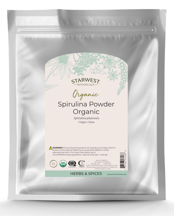 Starwest Botanicals Certified Organic Spirulina Powder, 1-Pound Bulk Bag