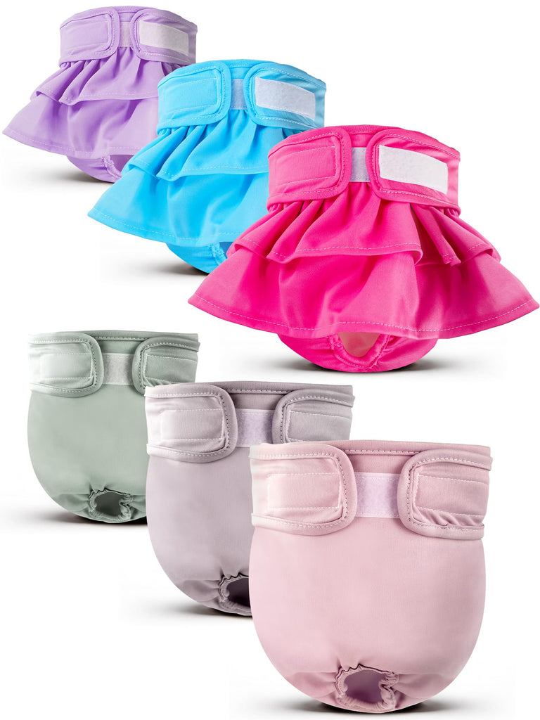 XPCARE 6 Pack Washable Female Dog Diapers - Reusable Doggie Diapers, Highly Absorbent Dog Diapers Female, Leak-Proof Puppy Diapers for Female Dog（S）