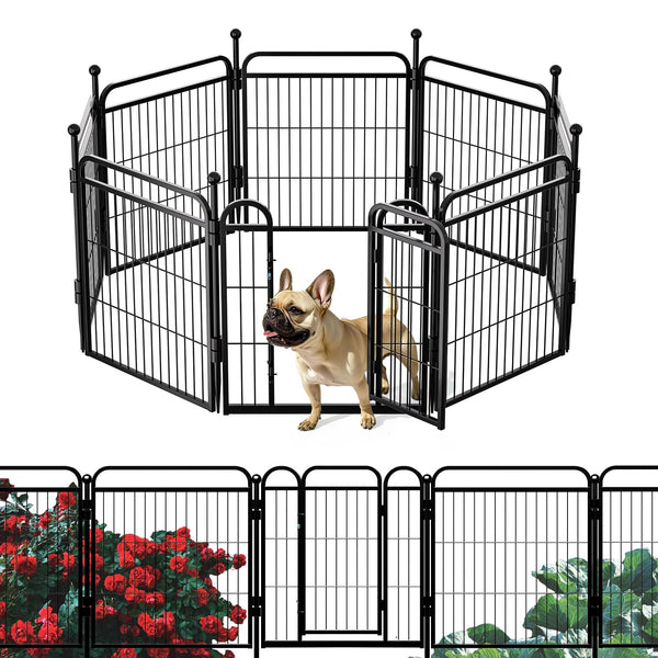 Gardner Pet Dog Playpens, 24" H 8 Panels Dog Pen Outdoor/Indoor Dog Fence Exercise Pen for Small/Medium Dogs, Foldable Pet Play Yard Gate with Gravity Automatic Lock, Pet Playpen, Black