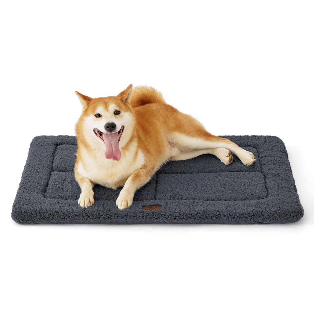 Bedsure Washable Dog Crate Bed for Large Dogs, Reversible Foam Floor Dog Mat, Lightweight Travel Flat Pet Beds for Indoor & Outdoor Dogs (35" x 23", Dark Grey)
