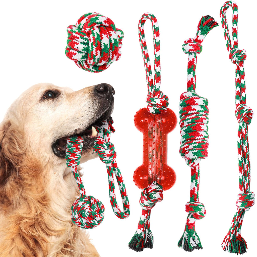 HETOO Dog Rope Toy for Medium Dogs: Indestructible Tough Toys for Small Dogs Puppies Aggressive Chewers - Pets Cotton Teething Cleaning Chew Tug Toys Set for Boredom Dog Training Playing, 5 Pack