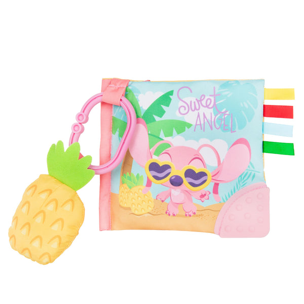 KIDS PREFERRED Disney Baby Lilo & Stitch Sweet Angel Soft Book, Fun Pink Stitch On-The-Go Soft Book with Crinkle Pages, Pineapple Rattle, and Mirror