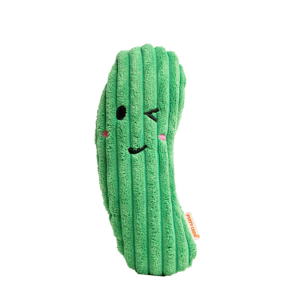 Puffy Crew Squeaky Dog Plush Toy, Bite_Stick Collection, 8'', for Small and Medium Dogs (Cucumber)