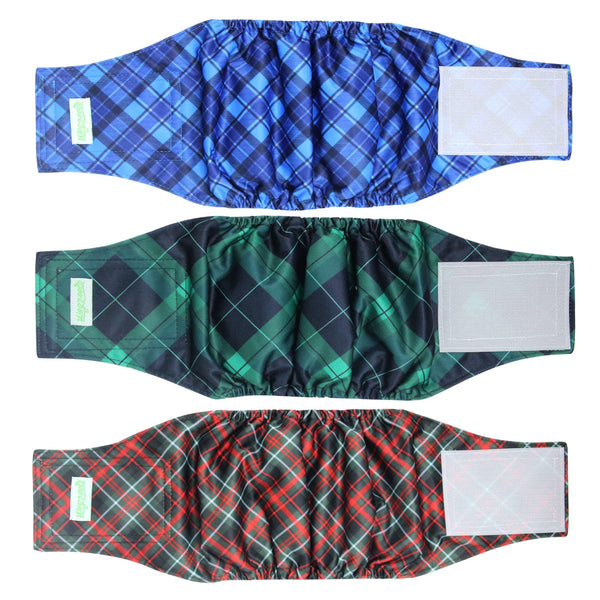 wegreeco Washable Male Dog Belly Band (Stylish Pattern) - Dog Diapers Male - Washable Male Dog Belly Wrap, Dog Diapers Male (Blue, Green, Red Plaid, S)