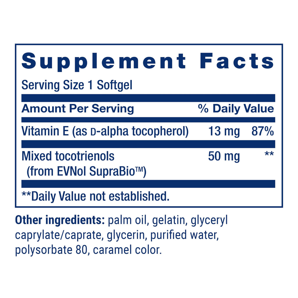 Life Extension Super Absorbable Tocotrienols, Vitamin E as D-Alpha tocopherol, Mixed tocotrienols, Support Hair Growth, Brain Function, Gluten-Free, Non-GMO, 60 softgels
