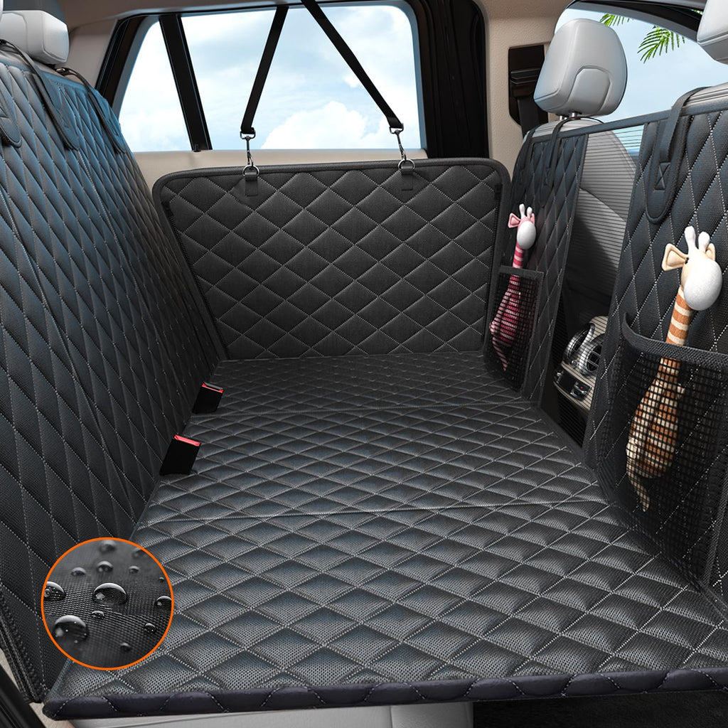 Back Seat Extender for Dogs Hard Bottom Holds 400lbs, Sturdy Dog Car Seat Cover for Back Seat, Waterproof and Non-Slip Pets Backseat Protector with Mesh Window and Storage Pocket for Car SUV