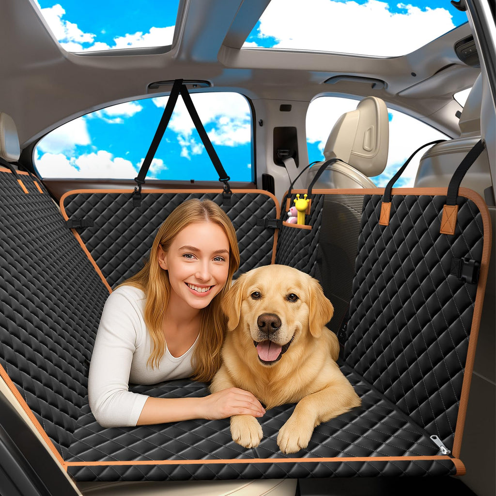Lekespring Dog Car Seat Cover for Back Seat, Backseat Extender for Dogs Hard Bottom, Car Back Seat Extender for Dogs, Dog Hammock for Cars, Black