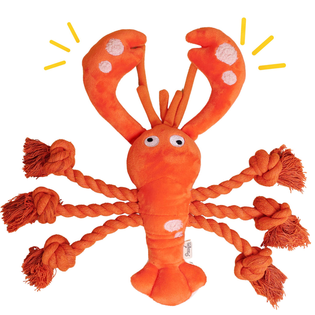 Pawfoo Lab Lobster Dog Toys, Large Squeaky Plush Tug of War Dog Toys for Puppy, Small, Medium, Large Dogs