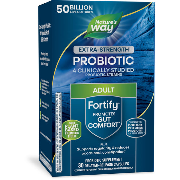 Nature's Way Extra Strength** Fortify Probiotic, Prebiotics, 50 Billion Live Cultures, Digestive and Immune Health Support*, 30 Capsules (Packaging May Vary)