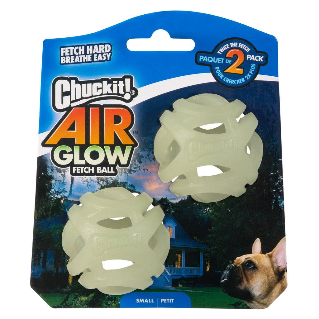Chuckit! Air Glow Fetch Ball Dog Toy, Small (2 Inch) Pack of 2, for Breeds 0-20 lbs