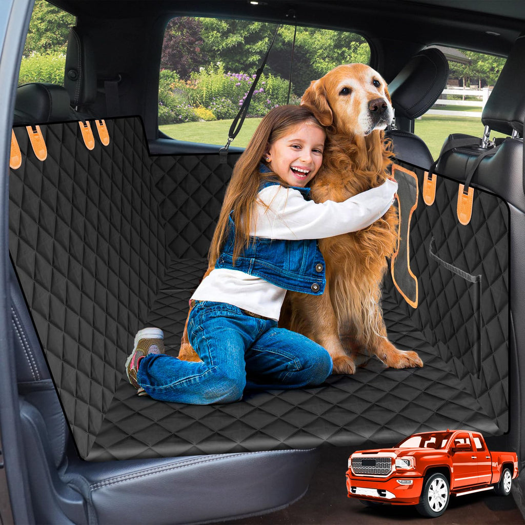 SerPro Truck Back Seat Extender for Dogs - Large Size, Hard Bottom Dog Seat Cover, Pet Hammock, Waterproof Bed Mattress, Backseat Protector for F150, Silverado