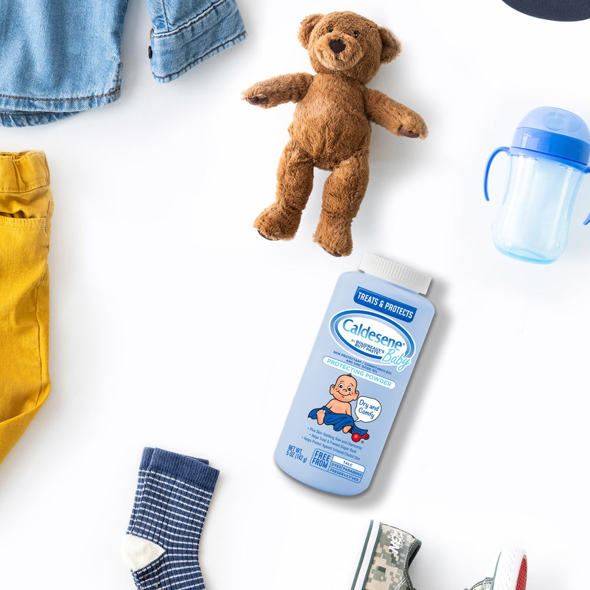 Caldesene Dry & Comfy Baby Powder with Zinc Oxide & Cornstarch, Free f ...