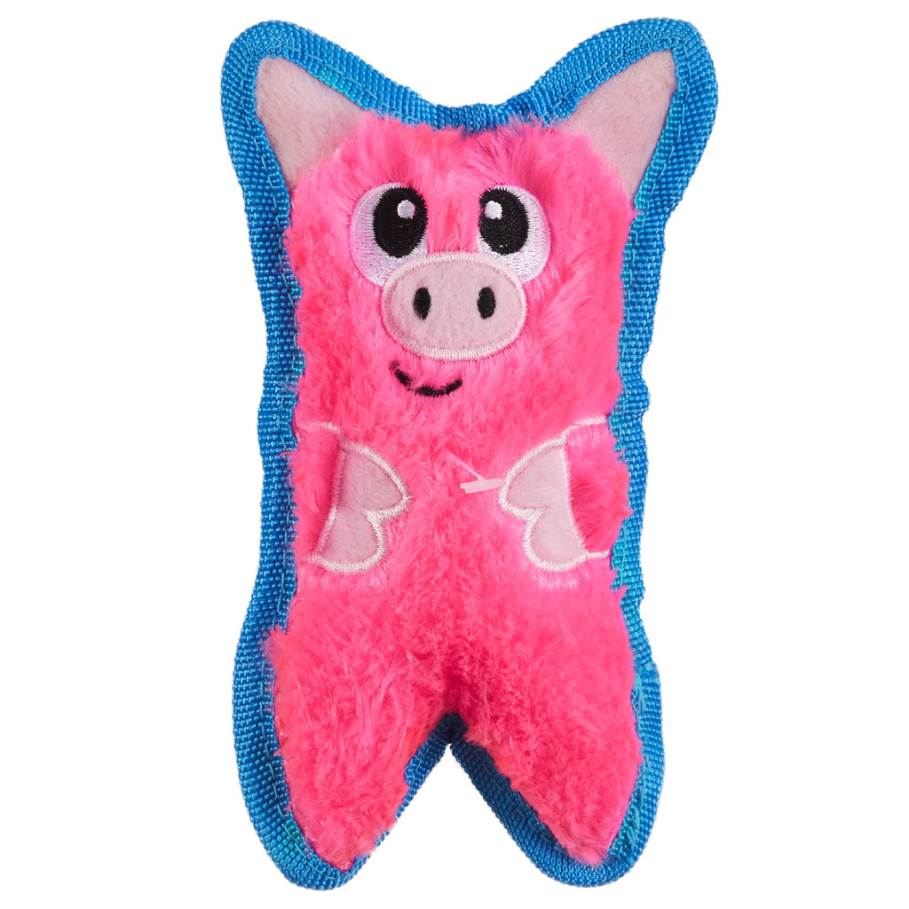 Outward Hound Durablez Minis Stuffing-Free Squeaky Interactive Dog Toy, Tough Plush, Pig, Pink, XS