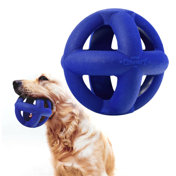 SuperChewy Tough Dog Cage Ball Toy | Lifetime Replacement | Strong Natural Rubber | Great Dog Fetch Toy | Chew Toys for Dogs | Ultra Durable Chew Toys for Aggressive Chewers | For Large Breeds