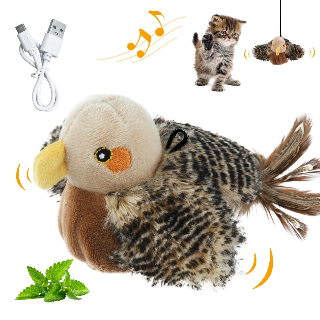 Gigwi Flappy Bird Cat Toy For Indoor Cats, Rechargeable Lifelike Interactive Flapping Bird Cat Toy Tweet, Flapping Wings & Lively Chirping, Automatic Catnip Toys For Cats Kitten, Touch Activated