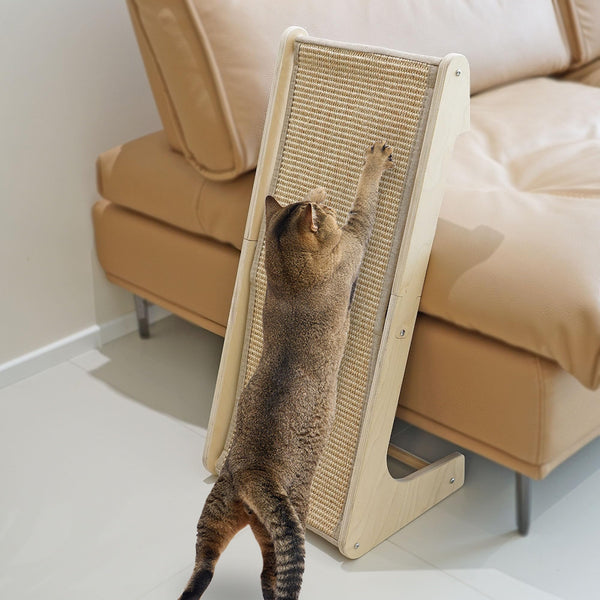 Aberatail Cat Scratcher, L-Shape Cat Scratching Pad, 27 Inch Sisal Scratching Ramp, Protecting Furniture Scratch Pads for Indoor Cats, Catnip, Large