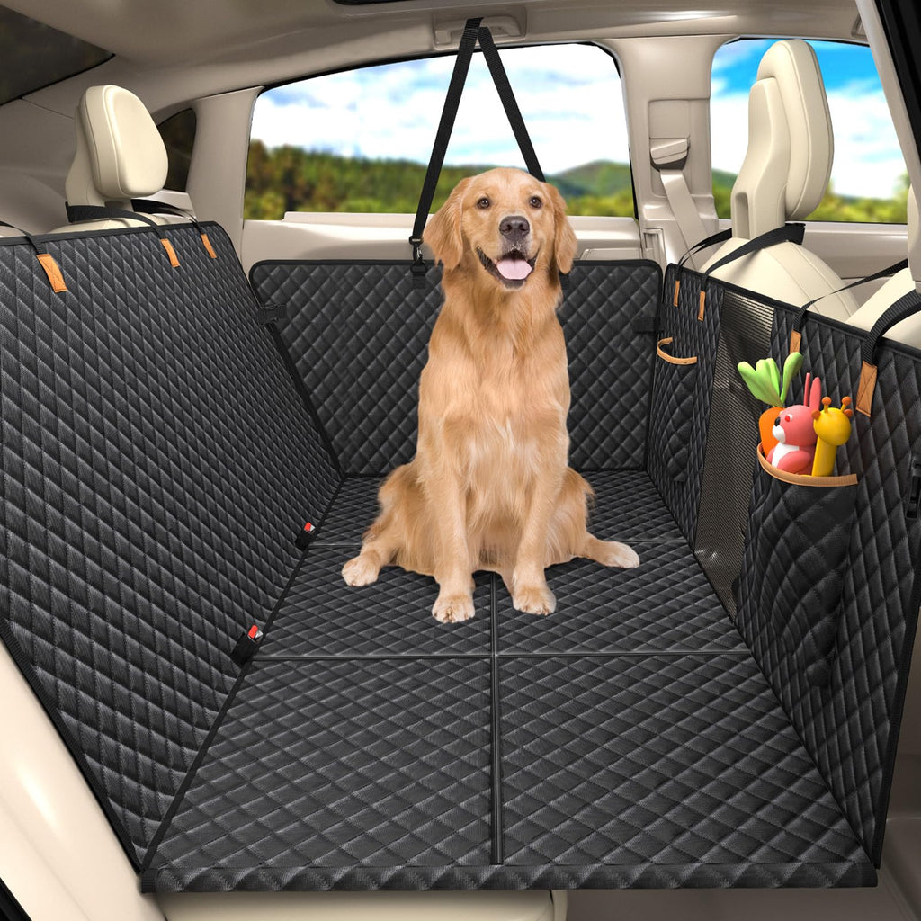 Lekereise Back Seat Extender for Dogs - Dog Car Seat Cover for Back Seat, Hard Bottom Dog Hammock for Car, Camping Air Mattress, Hammock Travel Bed for Car SUV Truck (Black)