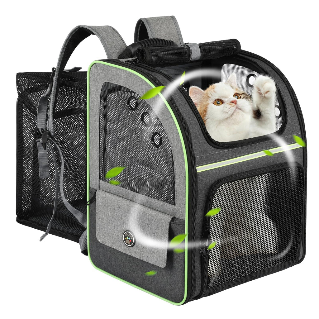 Cat Carrier Backpack, Large Cat Backpack Carrier Soft, Expandable Airline Approved Cat Carrier for Small Dogs Puppies Medium Cats Suitable for Hiking/Camping