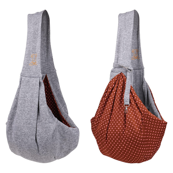 Small Dog Cat Sling Carrier,Hands Free Reversible Pet Carriers Bag,Pet Carrier Shoulder Crossbody Pet Slings Suitable for Puppy, Small Dogs, and Cats for Outdoor Travel (Grey)