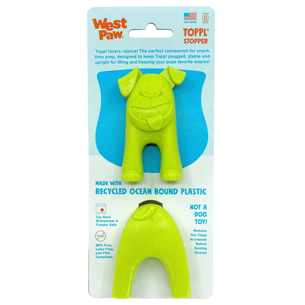 WEST PAW Toppl Stopper 2-Pack in Granny Smith - Designed for Dog Enrichment, Accessory That Fits All Toppl Dog Toy Sizes - Makes Meal & Treat Prep Easy, Clean & Stable, Made in USA, Recycled Plastic.