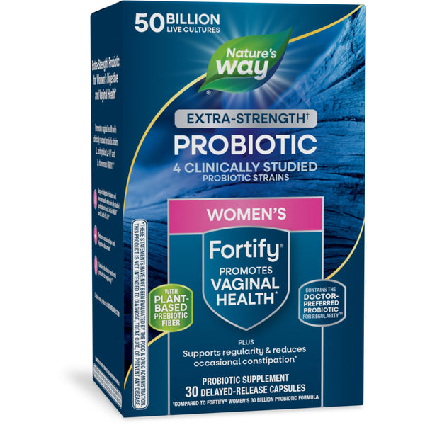 Nature's Way Fortify Extra Strength Probiotics for Women + Prebiotic, Digestive and Immune Health Support Supplement*, 30 Capsules