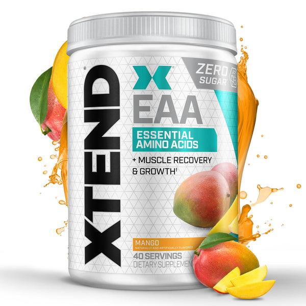Scivation XTEND EAA + BCAA Powder | Muscle Recovery & Lean Muscle Growth | 9 Essential Amino Acids for Intra Workout or Post Workout Recovery | 10g EAAs Per 2 Servings | Mango 40 Servings