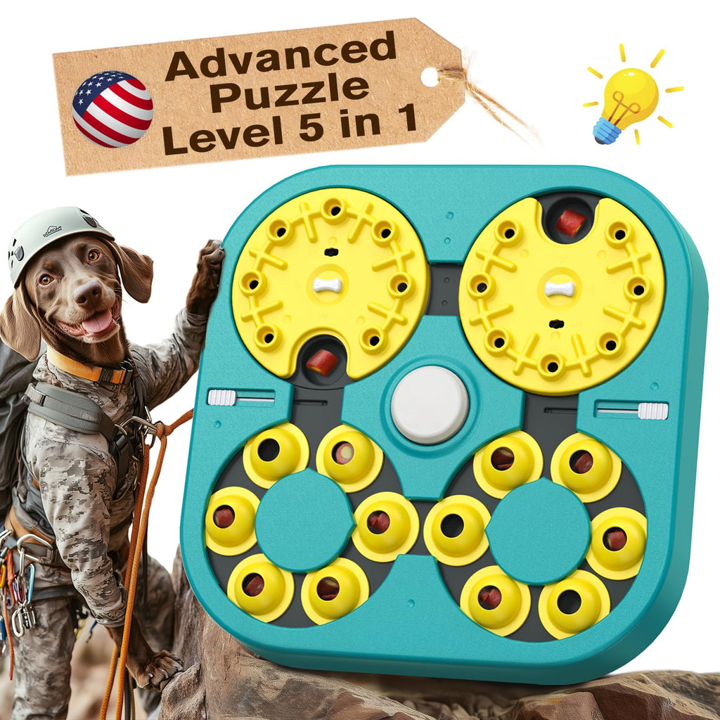 KADTC Advanced Puzzle Toys for Smart Small/Medium/Large Dog Level 5 in 1 Expert Difficult Challenging Interactive Puzzles Toy Cognitive Intelligence Training Brain Mental Stimulation Mind Games