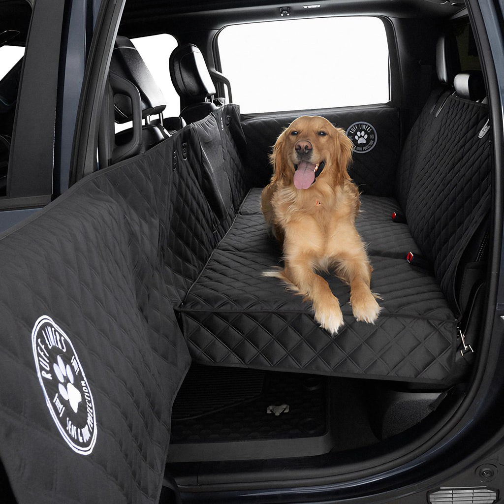 Ruff Liners Back Seat Extender for Dogs, Medium 2024 Version – Make More Room for Your Pup – Waterproof, Door Protection, Machine-Washable & Holds Up to 400 lbs – Hard Bottom Car Seat Cover for Dogs